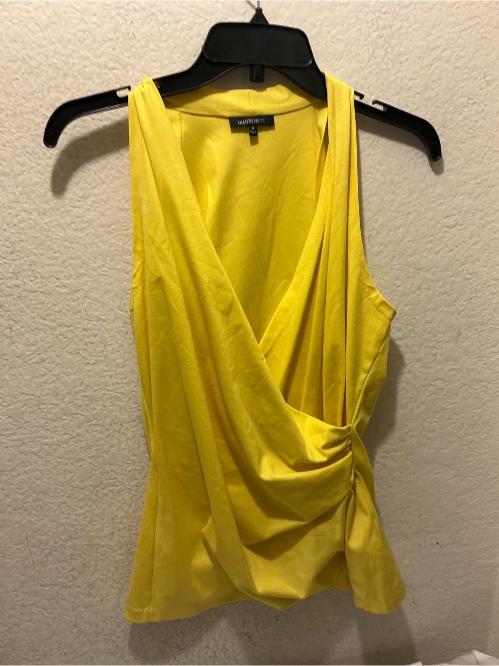 Lafayette 148 New York Yellow Draped V-Neck Sleeveless Camisole